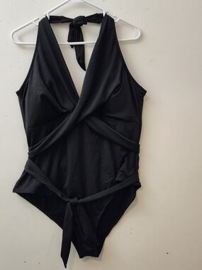 One Piece Black Swimsuit Sz 4X Wrap Tie Vacation Beach Cruise Pool Party Lake